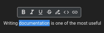 Quick format menu toolbar